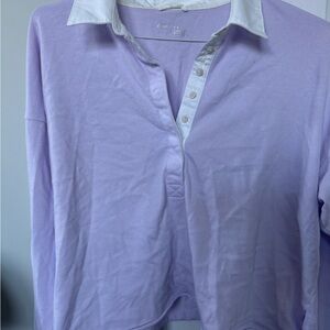 Lavender Polo Collar Women's Top